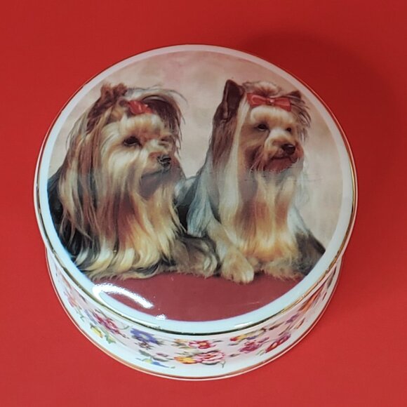 Yorkshire Terrier Trinket Ring Box Bone China England - Picture 1 of 12